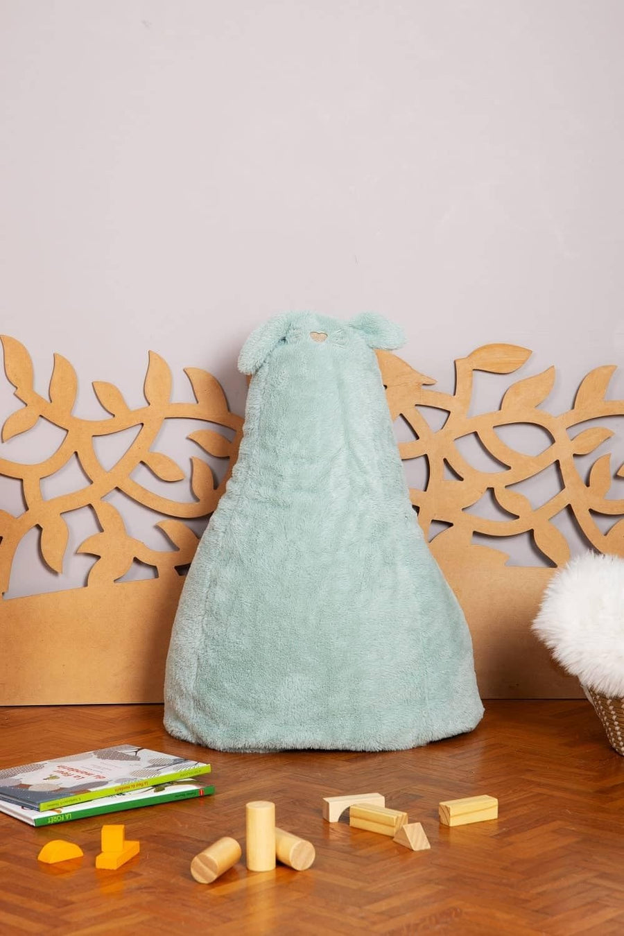 Pouf Poire Enfant Lapin – Glitter Vert – A partir de 2 Ans – Parfait pour Une Petite Pause – Design Original et Moderne – Léger – Facile à déplacer – Nettoyable