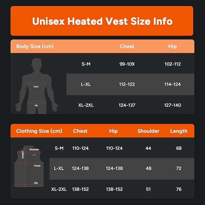 Veste Chauffante Homme Femme Taille XL Gilet Chauffant avec 3 Niveaux de Chauffage, 10 Zones de Chauffage, Gilet Chaud Lavable pour Hiver Moto Randonnée Ski, (Sans banque d'alimentation)
