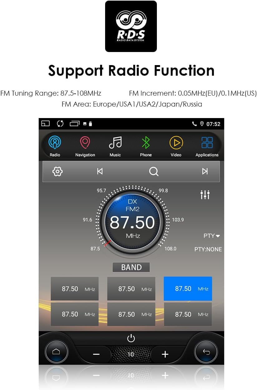 Autoradio 2G+64G Android 14 9,7" avec écran vertical pour Ford Mustang 2010-2014, prend en charge Carplay/Android Auto, commande au volant, Wi-Fi/4G, AM/FM