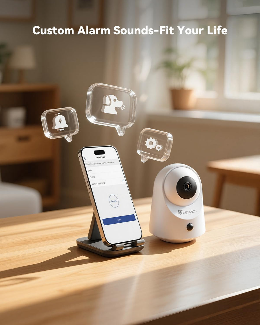 Caméra Surveillance Intérieure sans Fil Batterie, WiFi 2.4/5GHz, 2K Vision Nocturne Infrarouge 20 m, Accès PC/App, 128Go/Cloud Stockage, Détection PIR, Audio Bidirectionnel