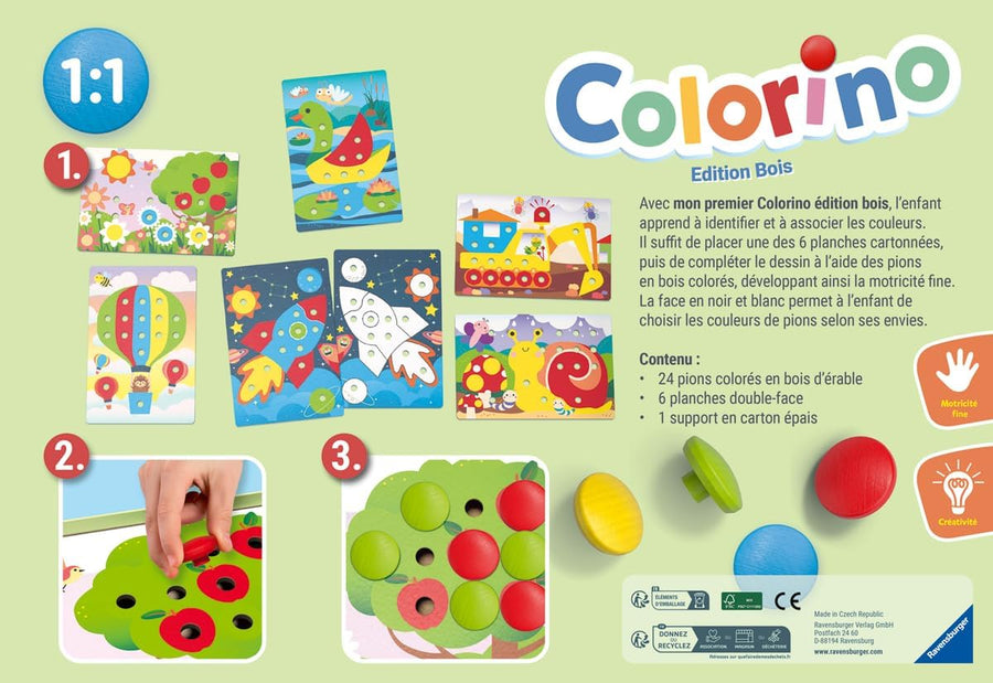 Ravensburger - Colorino - Jeu Éducatif en Bois dès 2 Ans - Apprendre Les Couleurs - Développement de la Motricité et de la Créativité - 24704 - Version Française