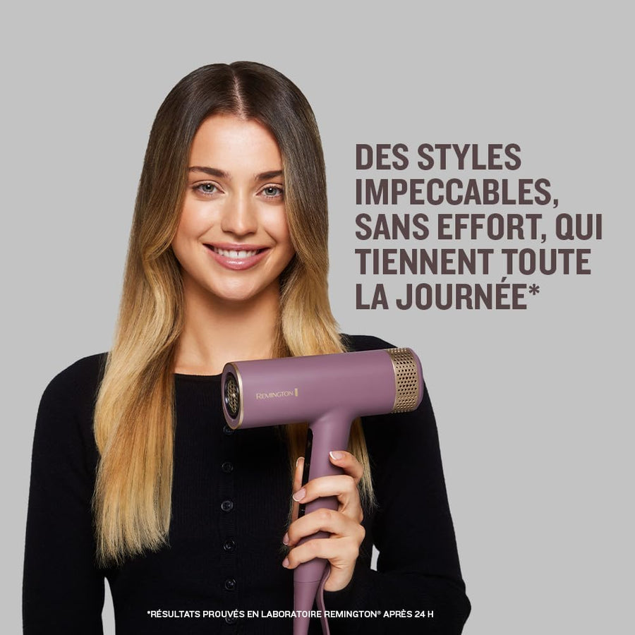 Remington AIRvive Sèche-cheveux [Moteur BLCD silencieux, 240km/h flux d'air] Concentrateur+diffuseur (Technologie Ionic Air pour styles longue durée, 12 combinaisons de chauffage et vitesse)