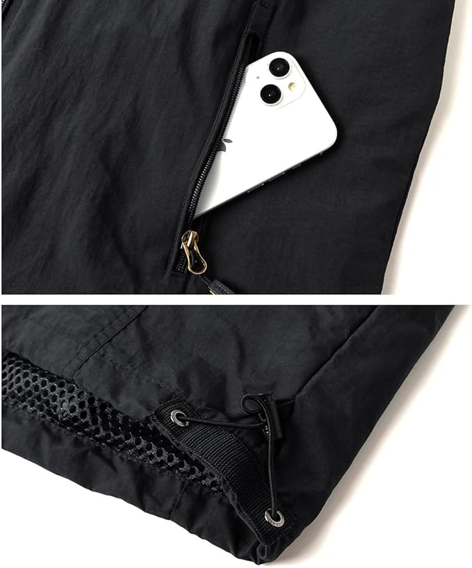 Gilet à Séchage Rapide pour Hommes Gilet de Pêche Respirant Gilets de Photographie Chasse Léger Veste sans Manche Gilets de Randonnée Taille L NOIR