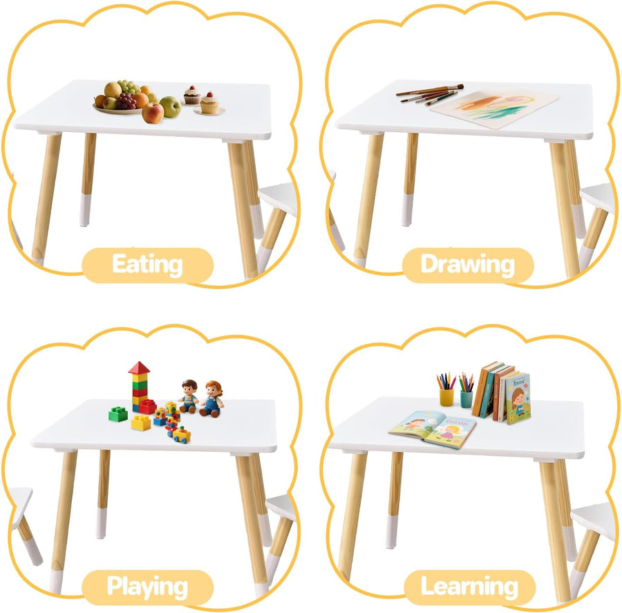 Ensemble Table et Chaises pour Enfants Garçons Filles, Table d'Activités en Bois, Idéal pour La Salle de Classe, Maison, Crèche Ou Jeux