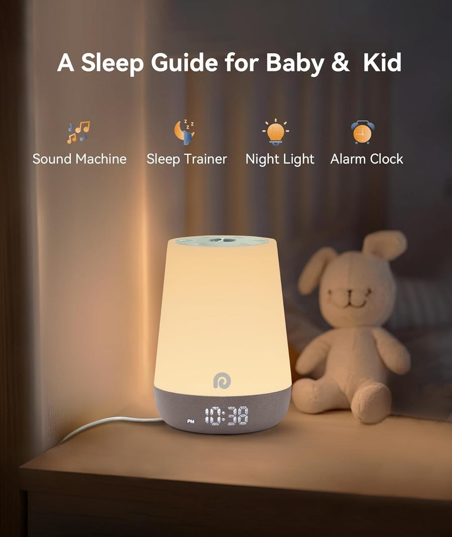 Reveil Enfant Machine à Bruit Blanc Bébé avec 34 Sons Apaisants, Contrôle de APP, Réveil Formateur de Sommeil avec Veilleuse, Reveil Simulateur d'Aube Bebe, Minuteur de Sieste