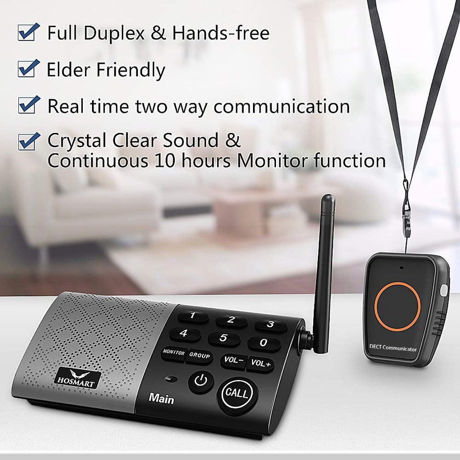 Interphone Sans Fil Audio Bidirectionnel Bouton Appel Soignant Pager Personne Agée