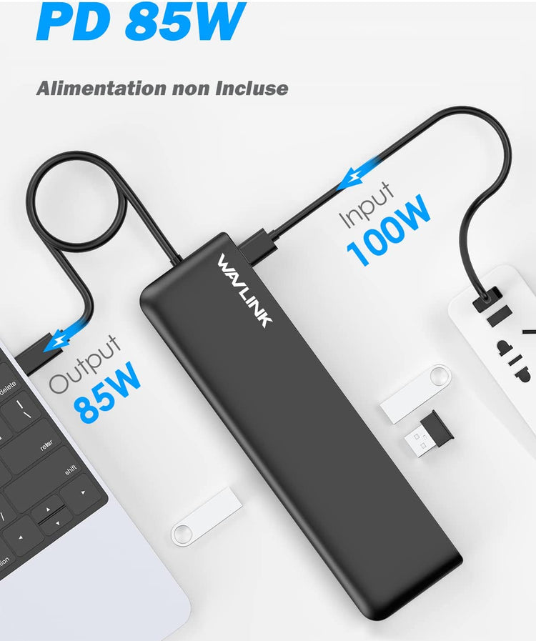 Station d'accueil USB-C Supporte Triple Affichage DisplayPort HDMI Ethernet USB 3.0 SD/TF