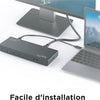 Station d’Accueil Double Ecran 4K60Hz, 14 en 1 HDMI et DisplayPort 4X USB-A 3.0 2X USB-C 3.0