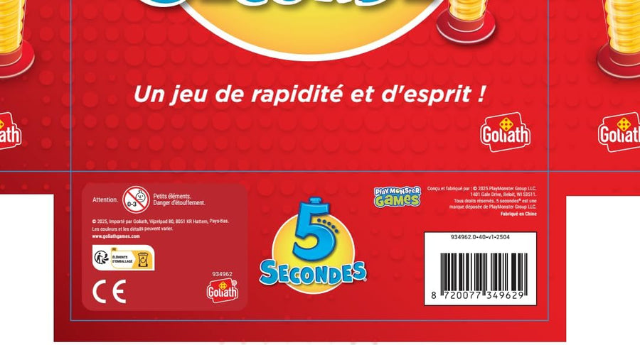 Goliath - 5 Secondes - Jeu de Société d'Ambiance pour Adultes & Enfants dès 8 Ans – Jeu Questions Réponses en 5 Sec– Rires & Rapidité - Idée Cadeau Famille - 2+ Joueurs - en Français