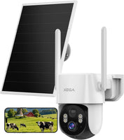 Caméra 4G Solaire Extérieur sans Wi-FI,Carte SIM Incluse 8W Panneau Solaire,12 000 mAh Batterie,2K HD Vision Nocturne,PTZ,IA Détection Humaine,TF/Cloud,IP66,Abonnement 4G Requis