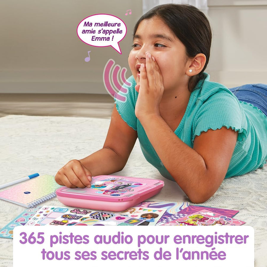 KidiSecrets 365 Mon Journal Intime Vocal Rose, Journal Intime Électronique avec Code, Micro Enregistreur, Carnet Secret, Feutre et Jeux ROSE