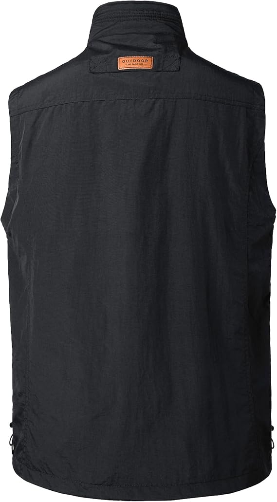 Gilet à Séchage Rapide pour Hommes Gilet de Pêche Respirant Gilets de Photographie Chasse Léger Veste sans Manche Gilets de Randonnée Taille L NOIR