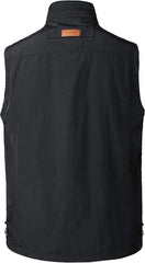 Gilet à Séchage Rapide pour Hommes Gilet de Pêche Respirant Gilets de Photographie Chasse Léger Veste sans Manche Gilets de Randonnée Taille L NOIR