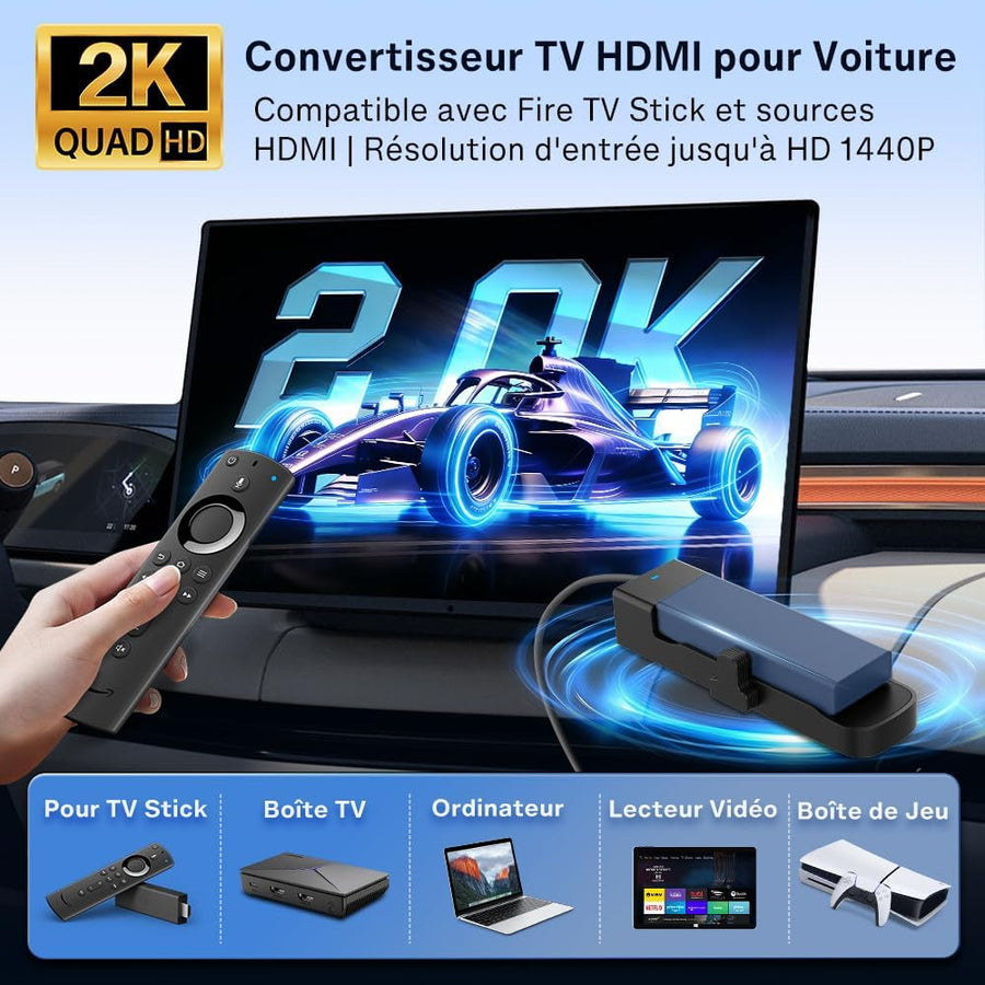 FireDrive Link Pro HDMI Car TV Convertisseur pour Fire TV Stick Streaming, Apple CarPlay & Android Auto Adapter Compatible avec les véhicules CarPlay câblés, Dongle 3 en 1, Plug & Play
