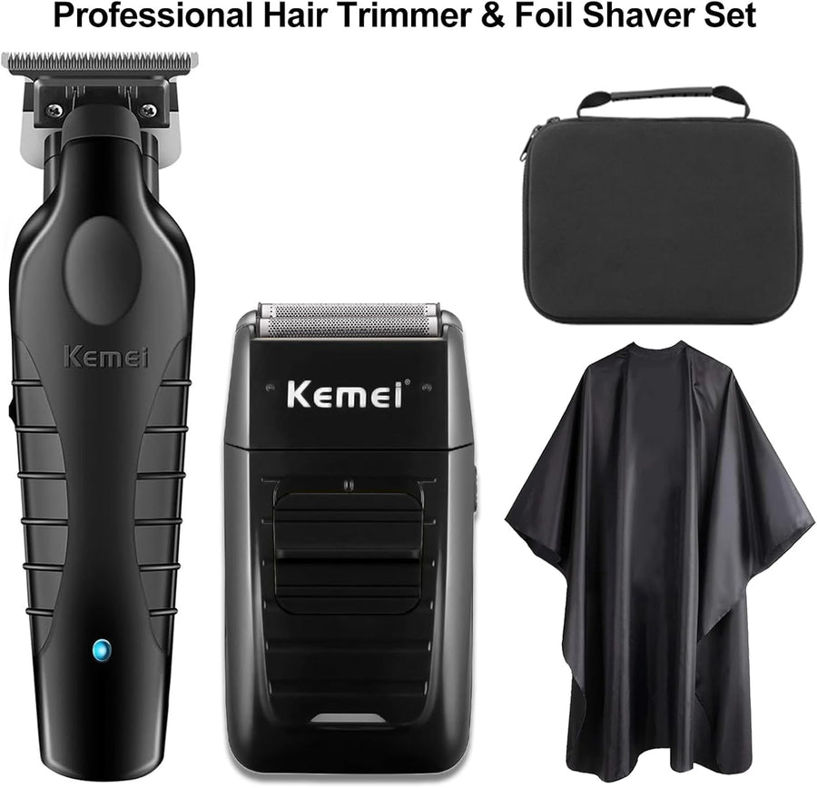Tondeuse à cheveux professionnelle et rasoirs en aluminium, tondeuse à cheveux sans fil pour homme, kit de rasoir, tondeuse à cheveux électrique à lame en T, tondeuse à cheveux zéro écart