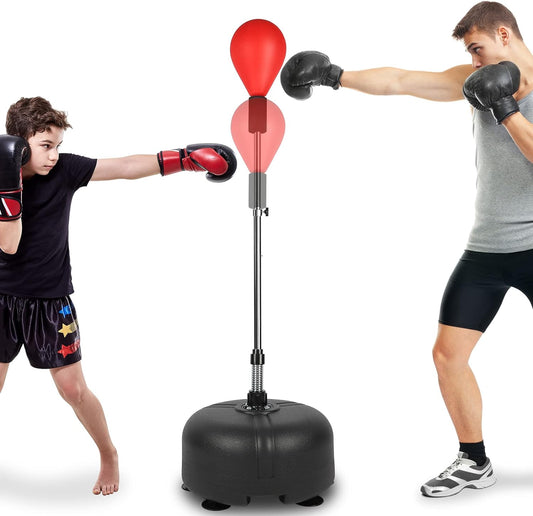 Punching Ball sur Pied Enfant Sac de Frappe Boxe avec Base à 6 Ventouses Hauteur Réglable 135-155 cm