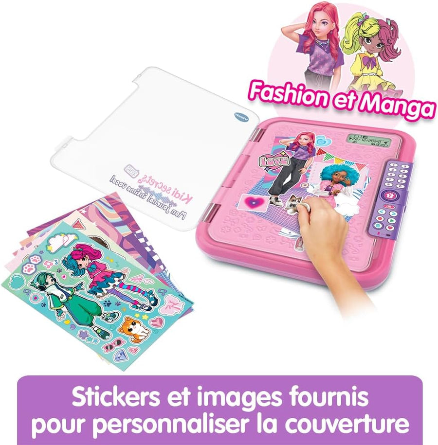 KidiSecrets 365 Mon Journal Intime Vocal Rose, Journal Intime Électronique avec Code, Micro Enregistreur, Carnet Secret, Feutre et Jeux ROSE