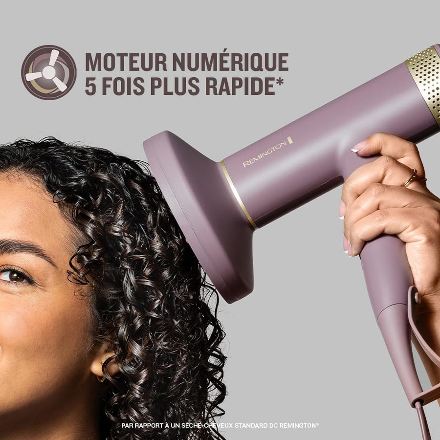 Remington AIRvive Sèche-cheveux [Moteur BLCD silencieux, 240km/h flux d'air] Concentrateur+diffuseur (Technologie Ionic Air pour styles longue durée, 12 combinaisons de chauffage et vitesse)