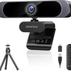 Webcam 4K, Webcam PC Ultra HD 1/2.55" 8MP Autofocus, Double Micro, Zoom 3X, Camera Streaming Idéale pour PC Mac Vidéo