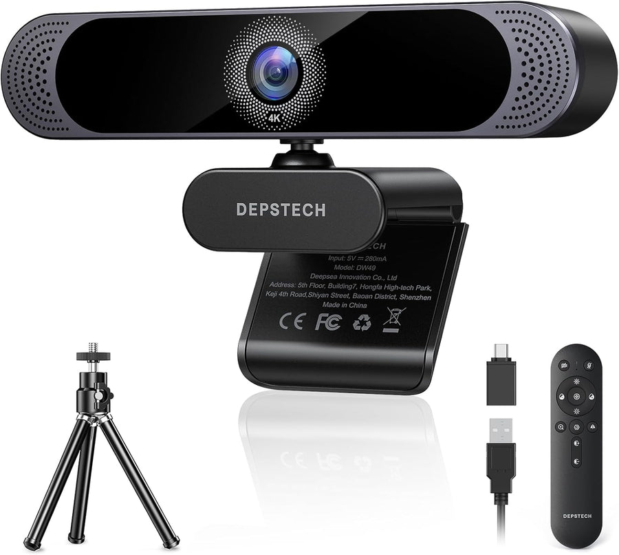 Webcam 4K, Webcam PC Ultra HD 1/2.55" 8MP Autofocus, Double Micro, Zoom 3X, Camera Streaming Idéale pour PC Mac Vidéo