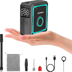 Mini Pompe à Vélo Électrique 150 PSI, Compresseur d'Air Portable Sans Fil avec Manomètre Numérique, Arrêt Automatique et Préréglages Intelligents, Rechargeable USB-C