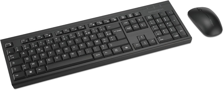 Kensington KM270 EQ Set Clavier sans Fil Rechargeable et Souris silencieuse ambidextre pour PC, 2.4GHz & BT 5.0, résistant aux éclaboussures, AZERTY ISO - NOIR