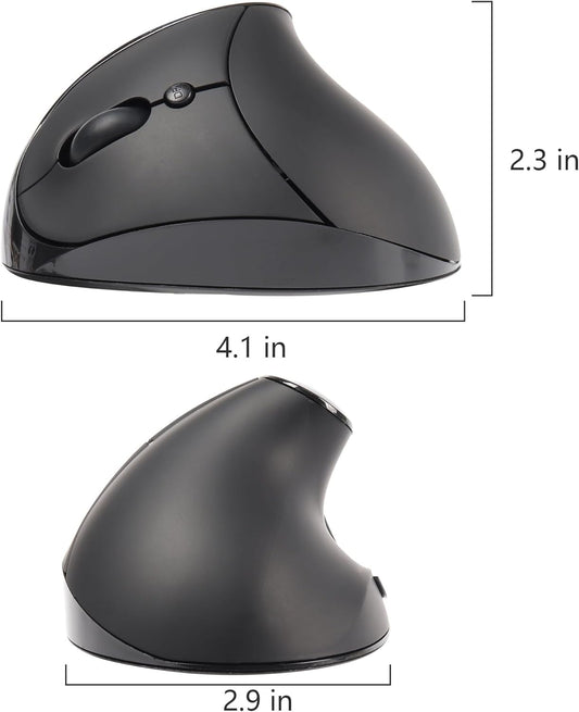 Souris Ergonomique Verticale Sans Fil Rechargeables 2,4G Récepteur USB pour Gaucher 800-1600DPI 6 Boutons NOIR