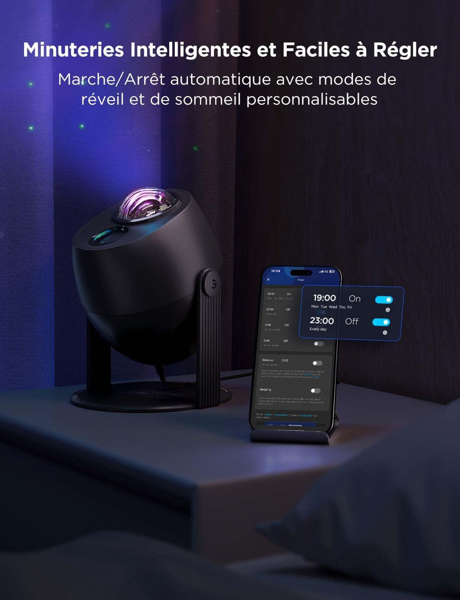 Projecteur Ciel Etoilé LED RGBW Galaxie avec 52 Scènes 18 Bruits Blancs Lumière Etoiles Plafond Alexa Matter Compatible Timer Veilleuse Enfant