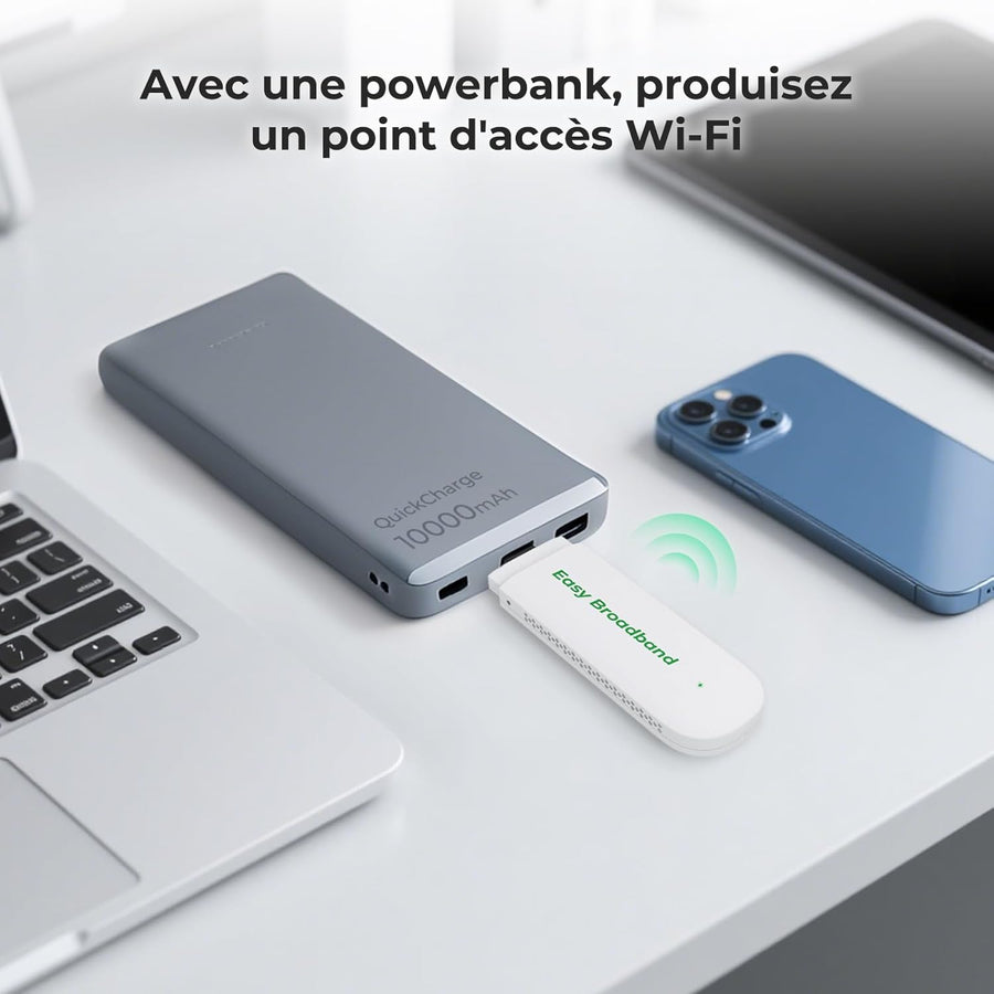 Internet mobile 4G LTE Clé de surf avec WiFi 6, 150 Mbit/s, dongle USB WLAN Hotspot pour ordinateur portable/PC, Plug & Play, SIM préinstallée