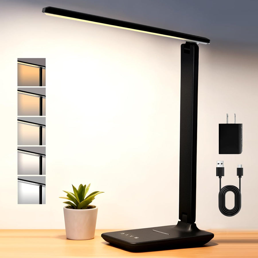 Lampe de bureau LED rechargeable, haute capacité de 4000 mAh, intensité variable, 5 modes et 5 niveaux de luminosité, adaptée à une utilisation à domicile