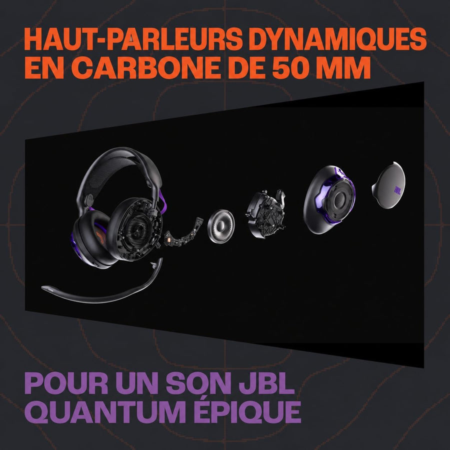 JBL Quantum 850, Casque Gaming sans Fil à Réduction de Bruit, Noir Réduction de Bruit Adaptative, Son Spatial avec Suivi de Tête, Double Sans Fil, Micro Amovible, QuantumENGINE
