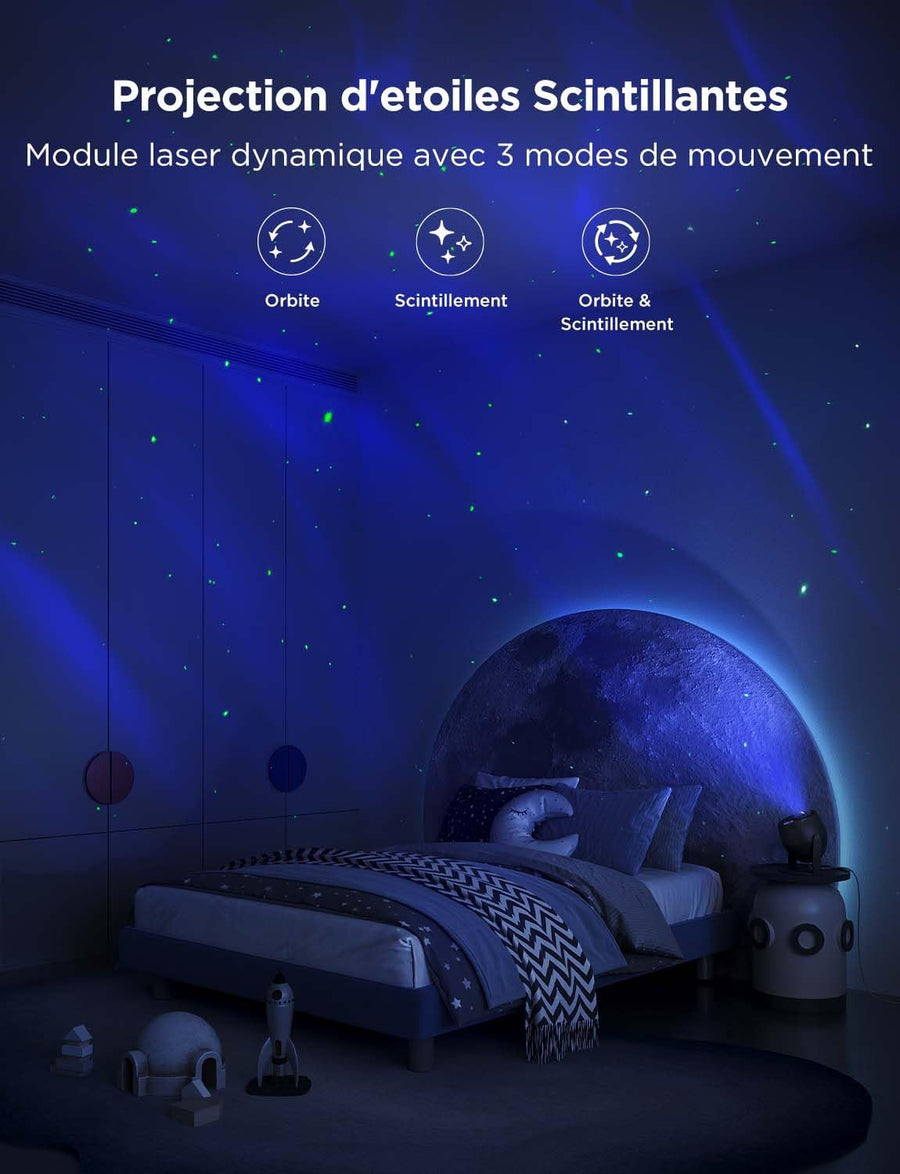 Projecteur Ciel Etoilé LED RGBW Galaxie avec 52 Scènes 18 Bruits Blancs Lumière Etoiles Plafond Alexa Matter Compatible Timer Veilleuse Enfant