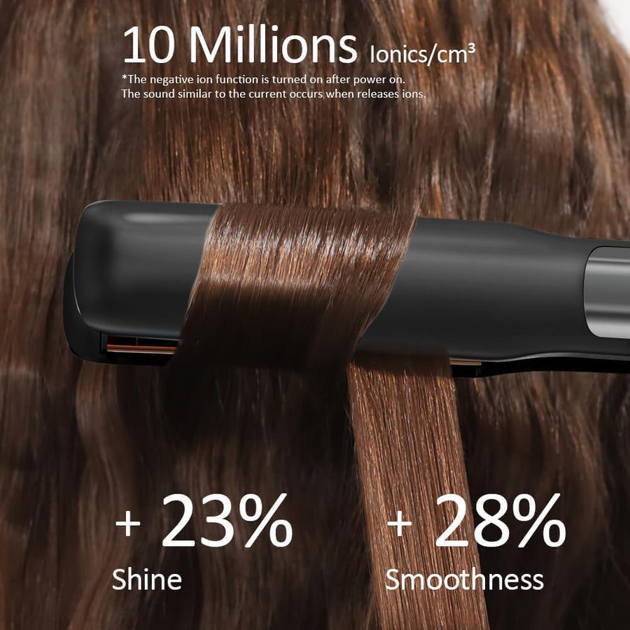 Fer à lisser 2 en 1 Boucler et lisser, 20s de chauffage rapide, plaques en titane Lisseur ionique pour un style lisse, panneau flottant 3D empêche les cheveux de tirer, avec écran LCD