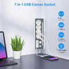 Multiprise 7 en 1 avec station de charge rapide, 4 ports CA, 2 ports USB-C, affichage LED et double interrupteur