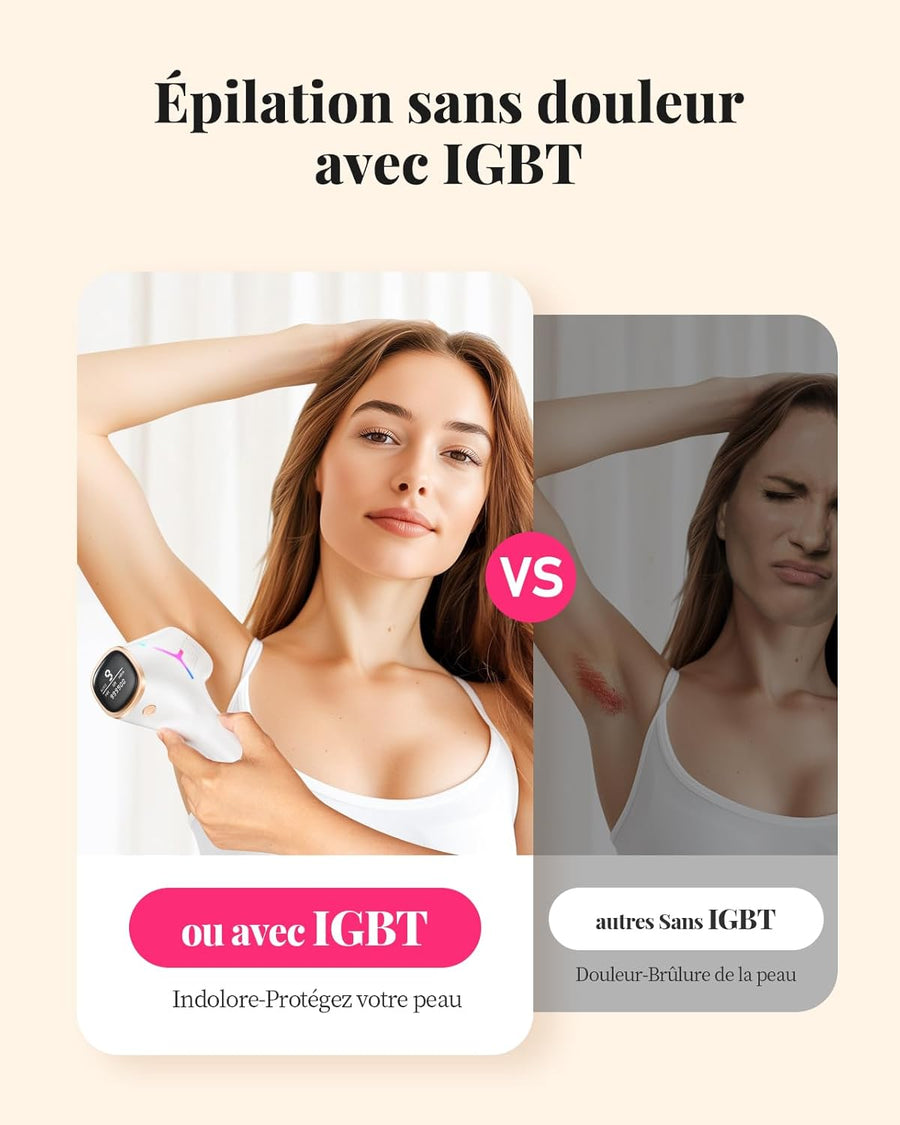 Epilateur Lumière Pulsée Laser 999,900 Flashes IPL Epilation Definitive Indolore corps entier