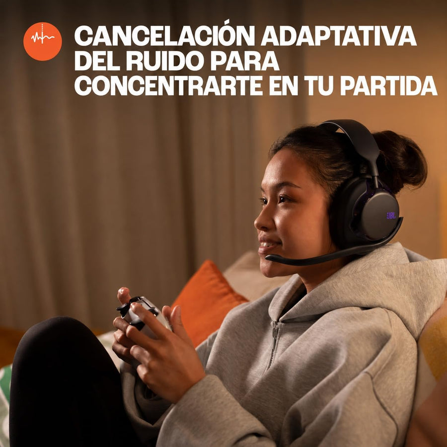 JBL Quantum 850, Casque Gaming sans Fil à Réduction de Bruit, Noir Réduction de Bruit Adaptative, Son Spatial avec Suivi de Tête, Double Sans Fil, Micro Amovible, QuantumENGINE