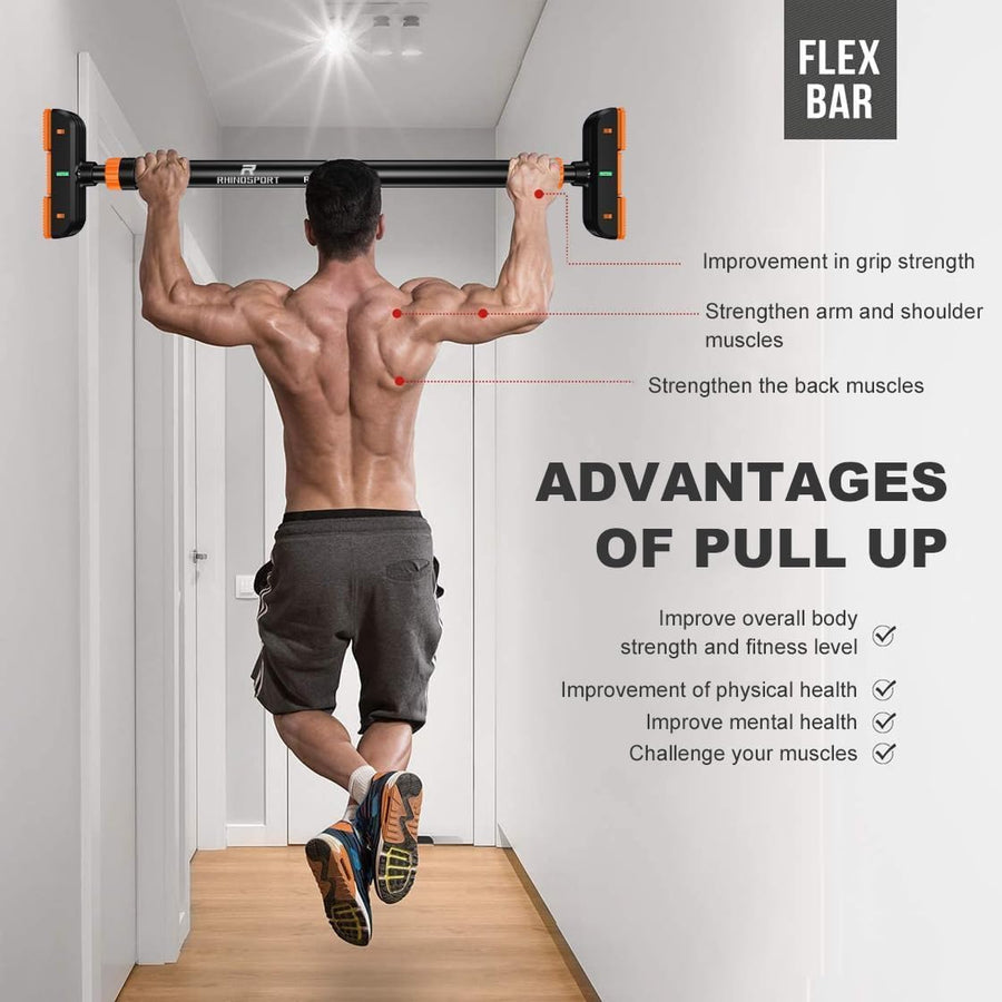 Barre de traction réglable 69 cm à 92 cm, sans perçage, barre de traction avec tapis antidérapant et fermeture