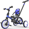 Tricycle pour Tout-Petits de 1 à 3 Ans, avec Roue de Secours, Tricycle Multifonctionnel pour Enfants avec Barre de poussée, Dossier et Ceinture de sécurité
