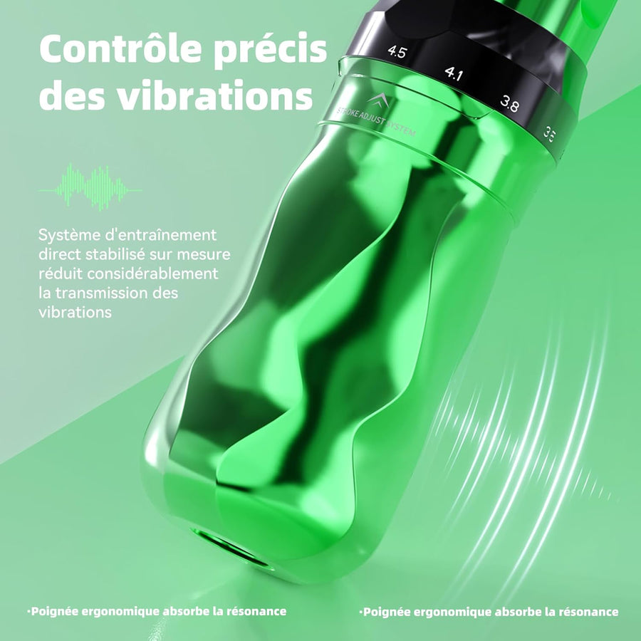 Machine à Tatouer Stylo Fold Pro Year of the Horse Edition Sans Fil Moteur par Mcore-C4,2.5-4.5mm 7 Courses Réglable pour Lignage, Ombrage, Travail de Tatouage