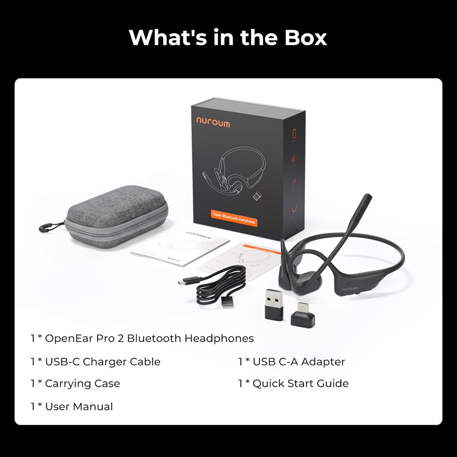 OpenEar Pro 2 Casque Bluetooth sans Fil avec Micro, Antibruit pour Les Appels, Connexion Multipoint Bluetooth 5.4,15H Oreilles Libres Confort Écouteurs sans Fil