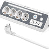 Prise coudée 7 en 1 avec station de charge rapide, 4 ports CA, 2 ports USB-C, affichage LED et double interrupteur