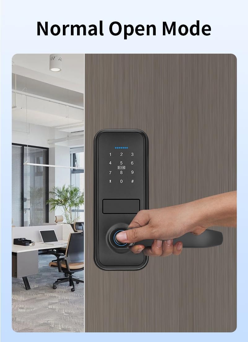 Smart Lock, Serrure de Porte d'Entrée Sans Clé Avec Poignée Noire Mate Sleek Mat, Clavier Électronique Deadbolt, Empreinte Digitale et Clavier Tactile, Verrouillage de Porte