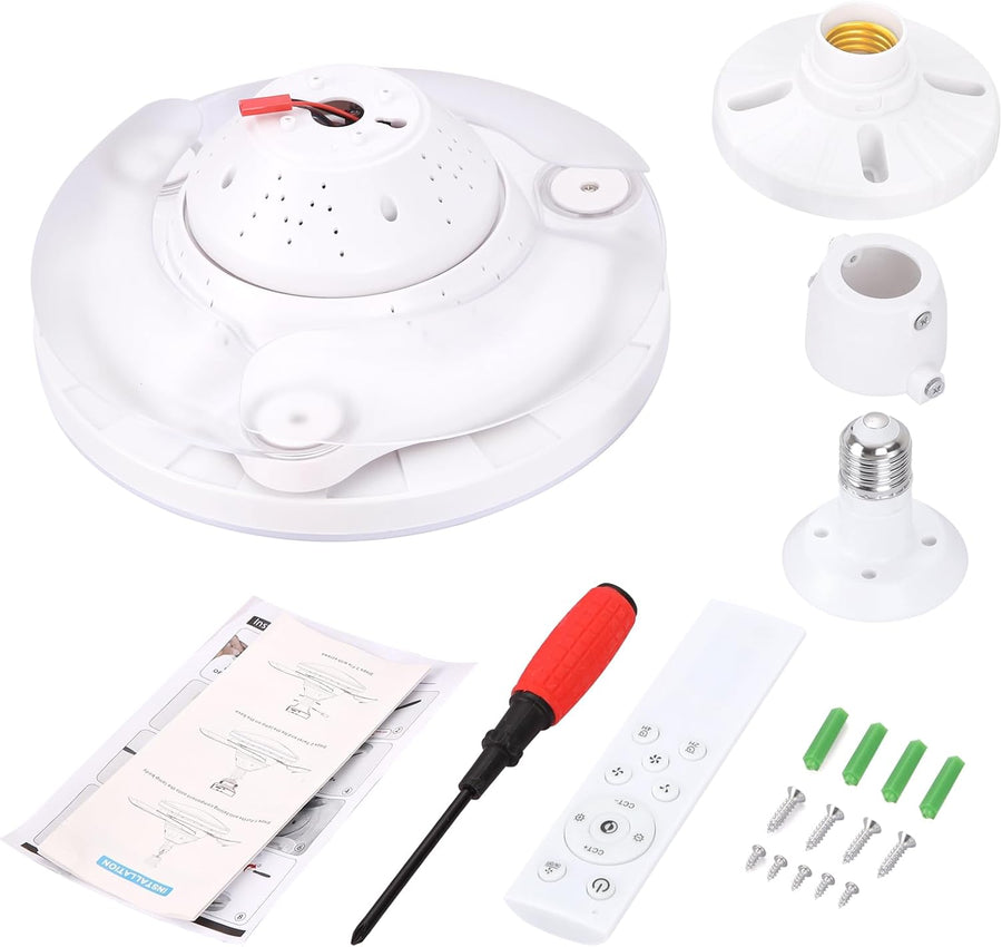 Ventilateur Plafond avec Lumière Pales Rétractable Télécommande 3 Niveaux Luminosité 3 Vitesse Eclairage 57cm Lampe Silencieux BLANC