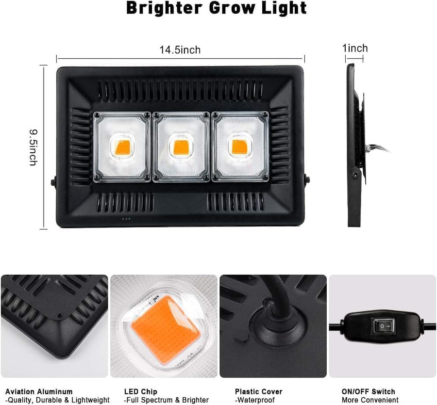 Lampe Horticole 150W, P600 Lampe Plante Interieur LED Spectre Complet, IP67 ETanche, Grow Light pour Une Culture Tout Au Long De L'AnnéE Avec Un éClairage De 270° - LumièRe Rose