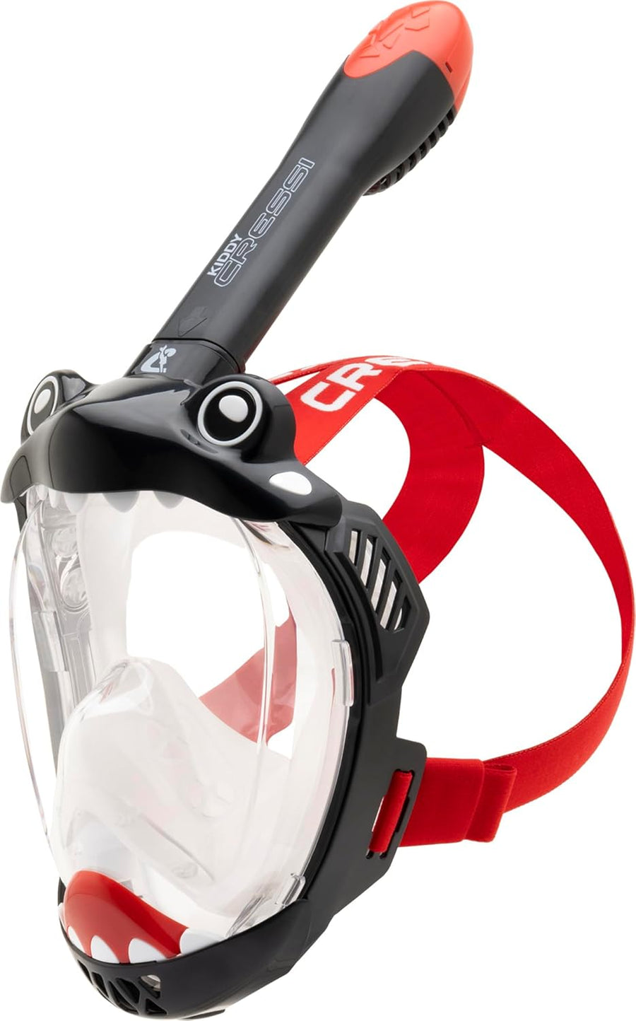 CRESSI Kiddy Kids Full Face Mask Black/Clear/Red - Masque Intégral - CO2 Sûre - Spécialement Conçu pour Les Enfants, Anti buée, Valve de Purge et Tuba Dry