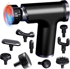 Masseurs électriques portables avec chaleur et tête froide,pistolet de Fascia pour tissus profonds de poche, Percussion Portable, masseur portatif petit et silencieux,9 têtes