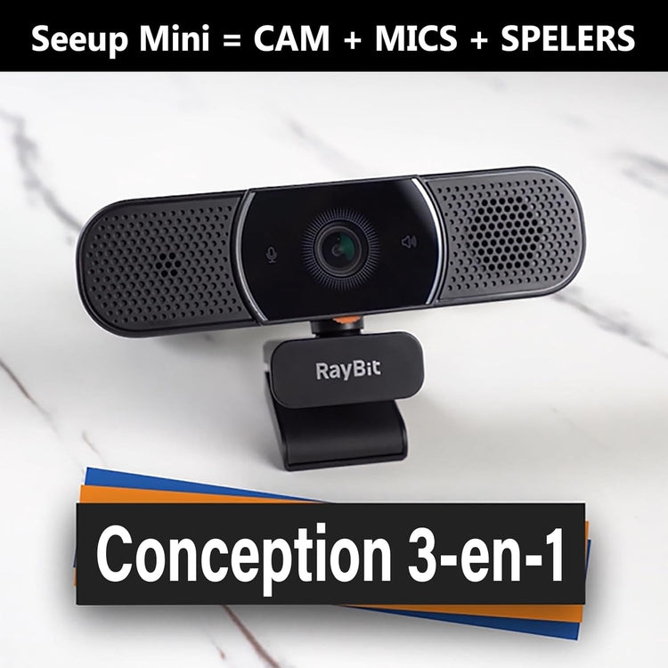Webcam 2K HD Microphone Haut-Parleur Angle de Vue 94° Autofocus NOIR