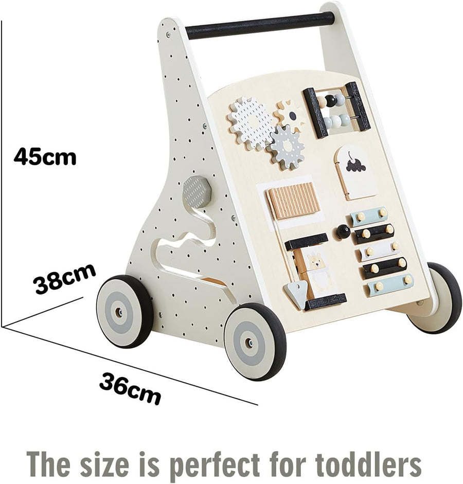 Trotteur en Bois Pour Bébé, Centre d'Activités Multiples Montessori Pour Garçons Et Filles de 12+ Mois, Jouet Éducatif à Pousser Et à Tirer