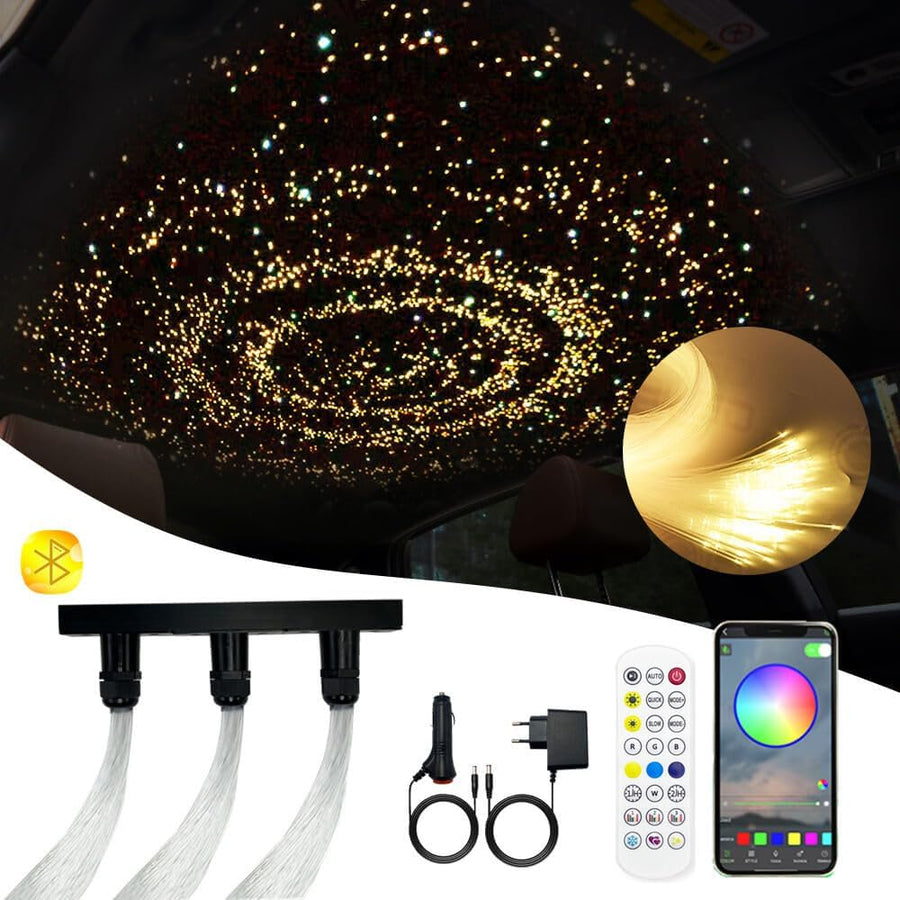 Plafonnnier LED en fibre optique Light Star, lumière en fibre de verre étoilée avec application/télécommande/mode musique, dynamo RGBW et 300 pièces x 0,75 mm x 2 m câble fibre optique