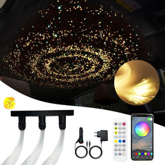 Plafonnnier LED en fibre optique Light Star, lumière en fibre de verre étoilée avec application/télécommande/mode musique, dynamo RGBW et 300 pièces x 0,75 mm x 2 m câble fibre optique
